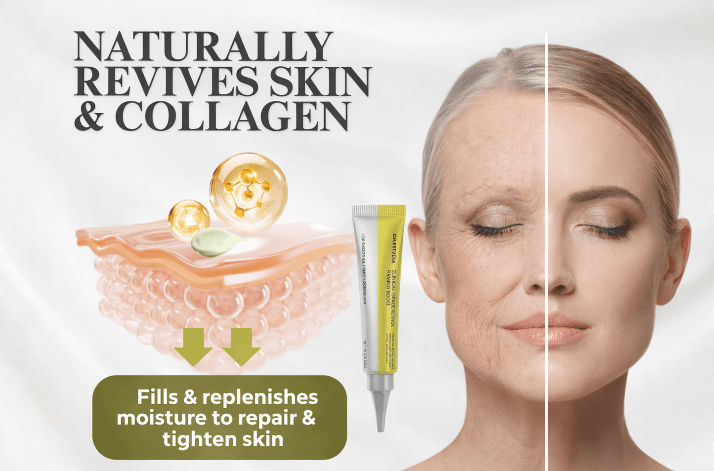 Anti-wrinkle cream product and advertorial image