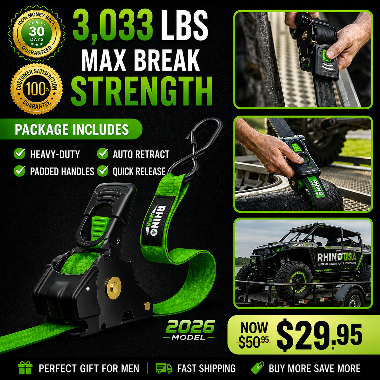 Retractable Ratchet Straps - 2026 Upgraded Edition