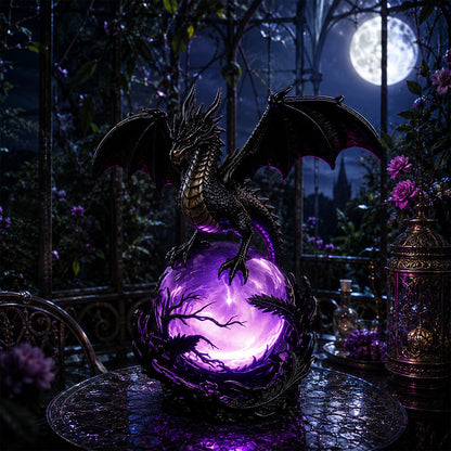 Gothic Dragon LED Crystal Ball Lamp for Dark Aesthetic Decor