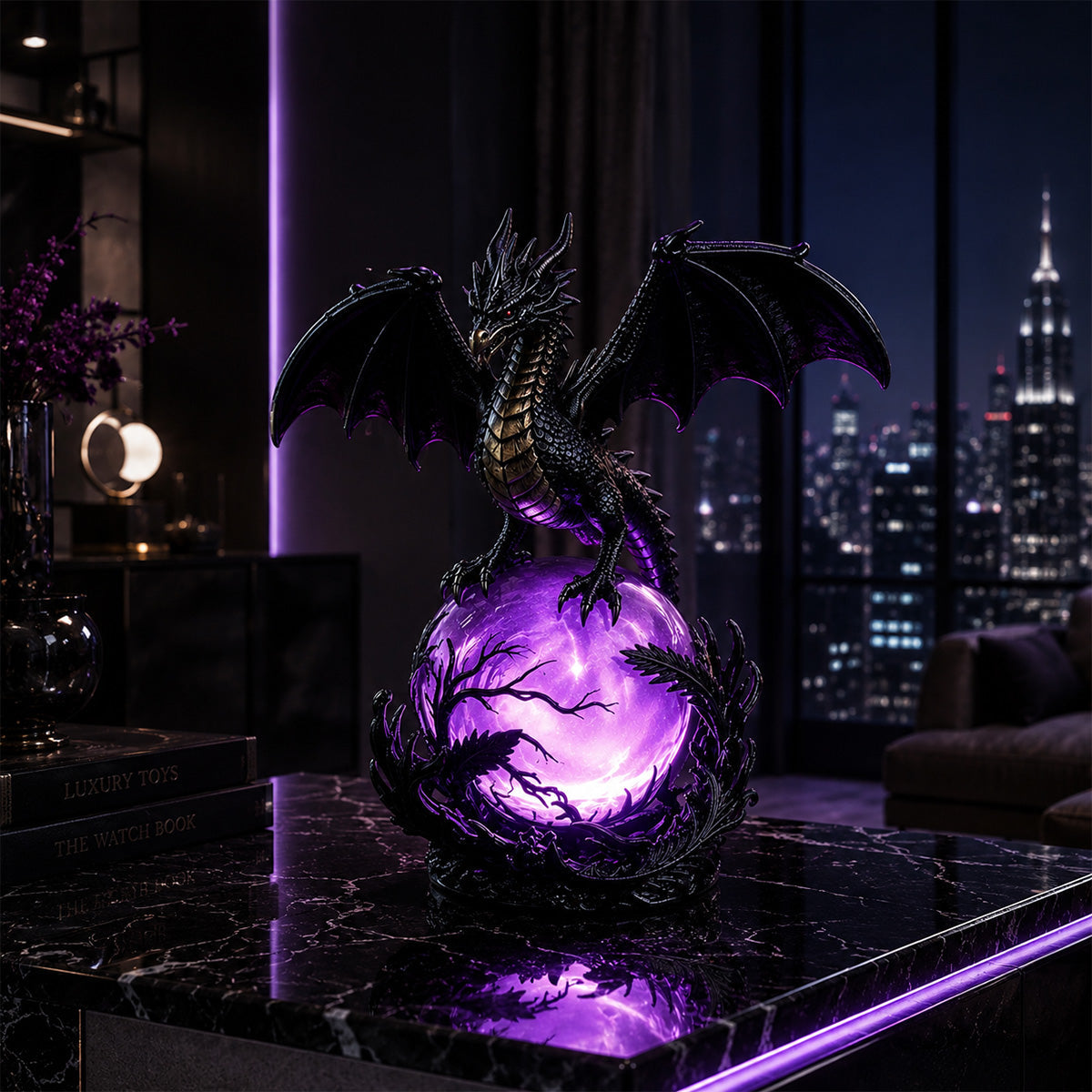 Gothic Dragon LED Crystal Ball Lamp for Dark Aesthetic Decor