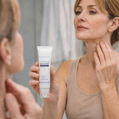 Roller Massage Neck Cream Collagen & Hyaluronic Acid | Firms Neck, Reduces Wrinkles & Double Chin