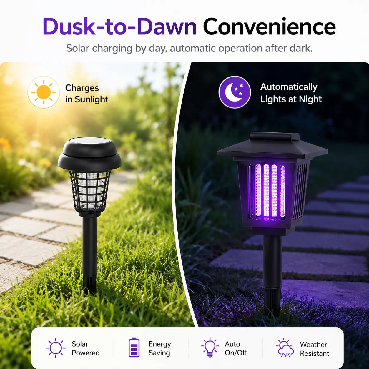 Solar Mosquito Zapper | 2-in-1 Bug Killer & Yard Light