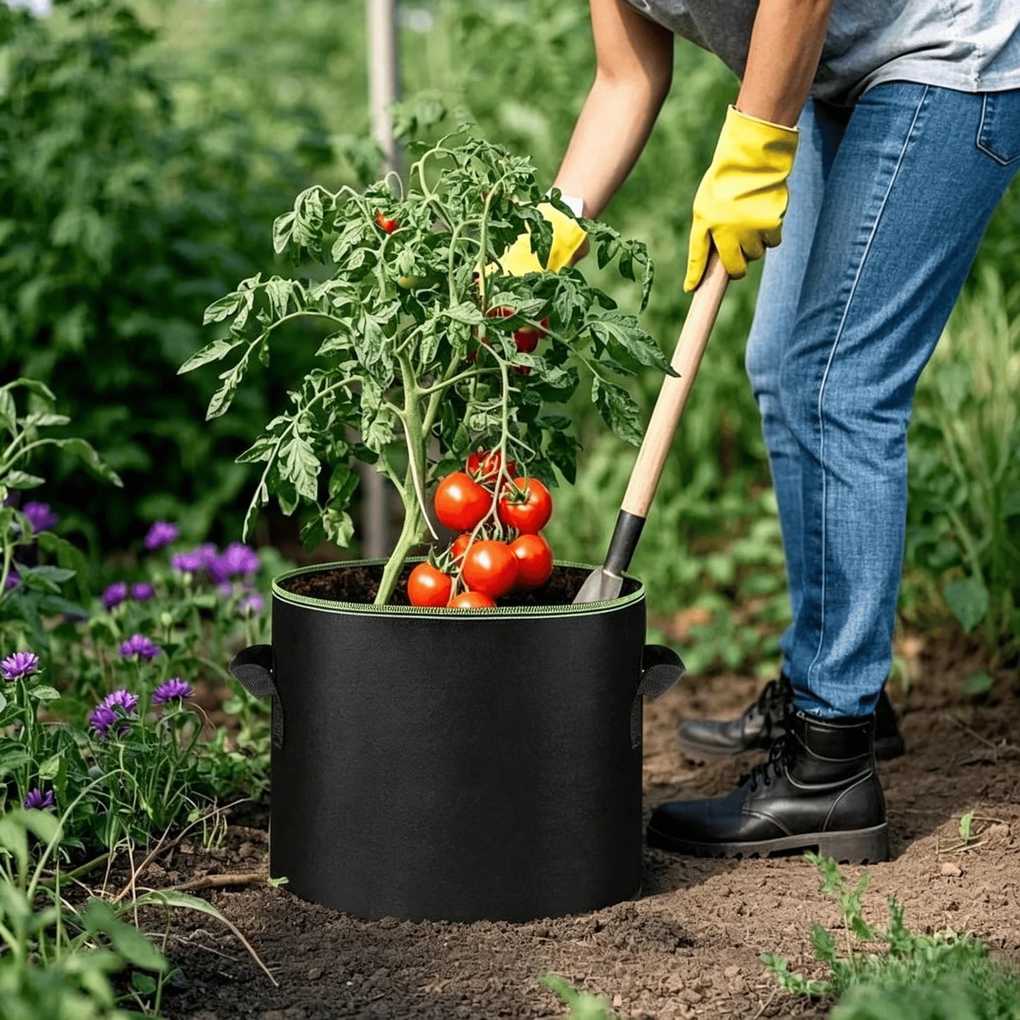 5-Pack 5 Gallon Grow Bags - Heavy Duty Aeration Fabric Pots with Handles
