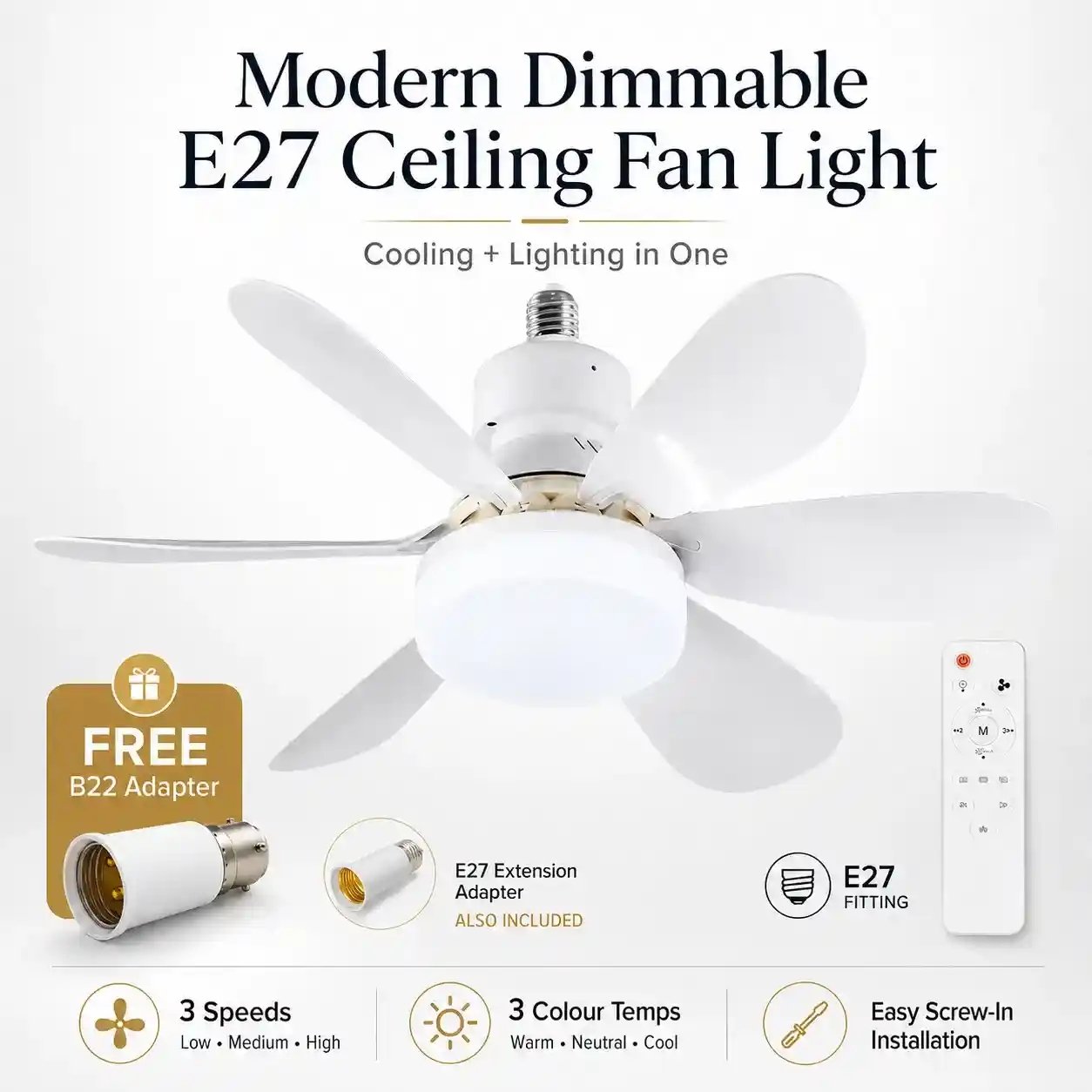 Ceiling Fan Light | 2-in-1 Cooling & Lighting