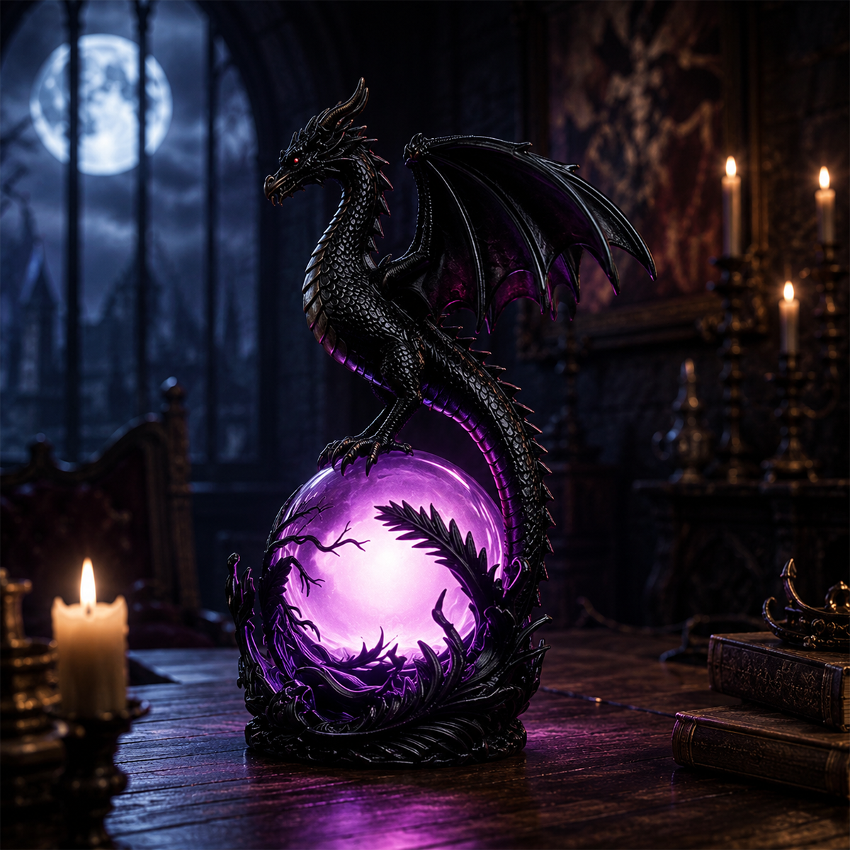 Gothic Dragon LED Crystal Ball Lamp for Dark Aesthetic Decor