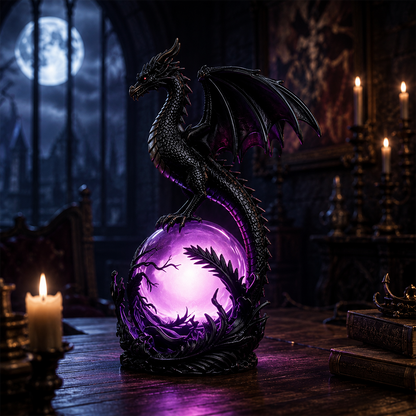 Gothic Dragon LED Crystal Ball Lamp for Dark Aesthetic Decor