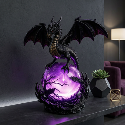 Gothic Dragon LED Crystal Ball Lamp for Dark Aesthetic Decor