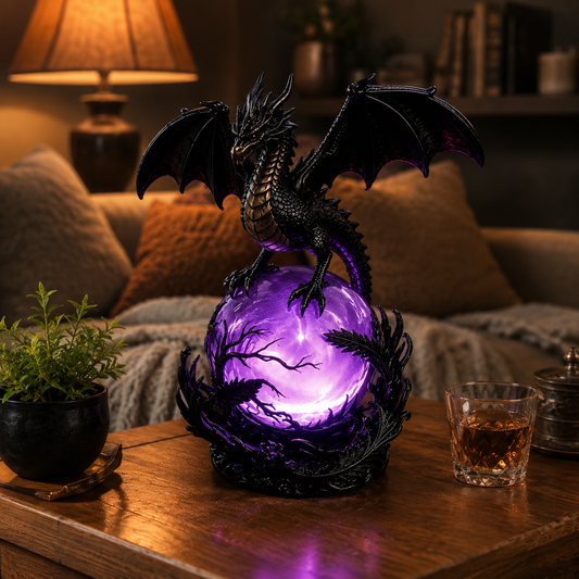 Gothic Dragon LED Crystal Ball Lamp for Dark Aesthetic Decor