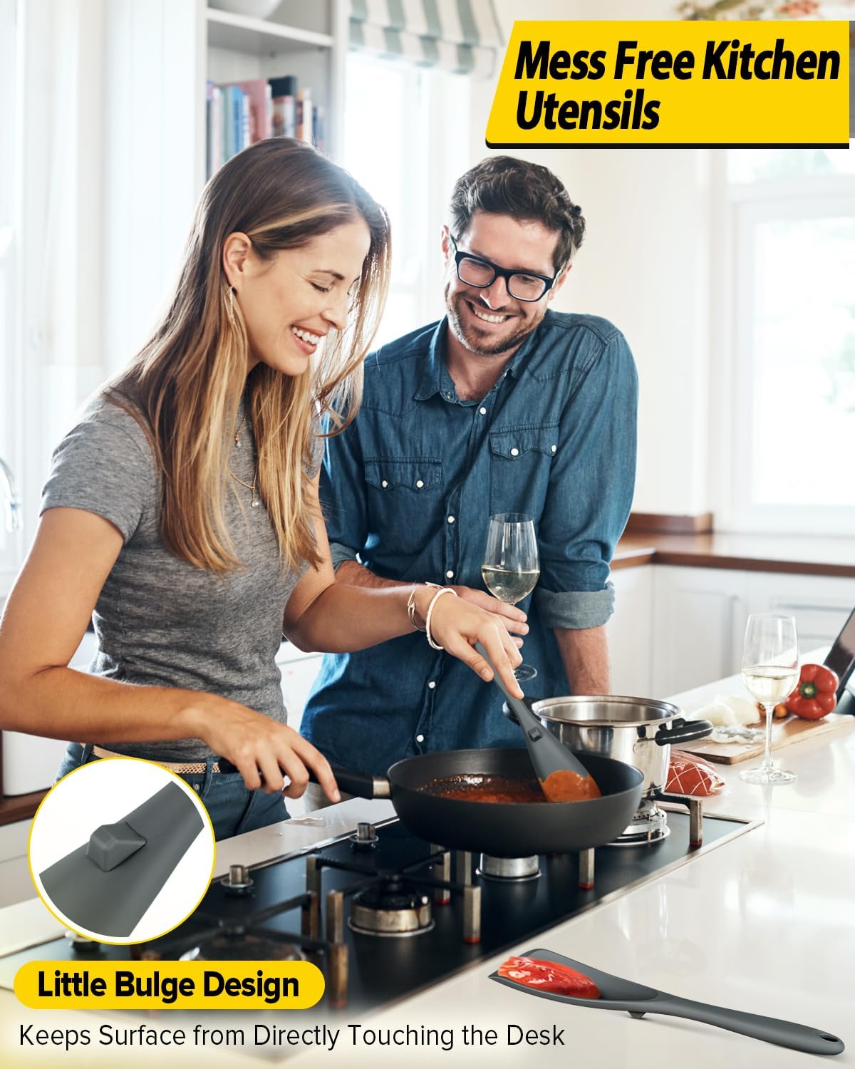 Multifunction Cooking Spoon Spatula for Non Stick Cookware BPA Free One Piece Design