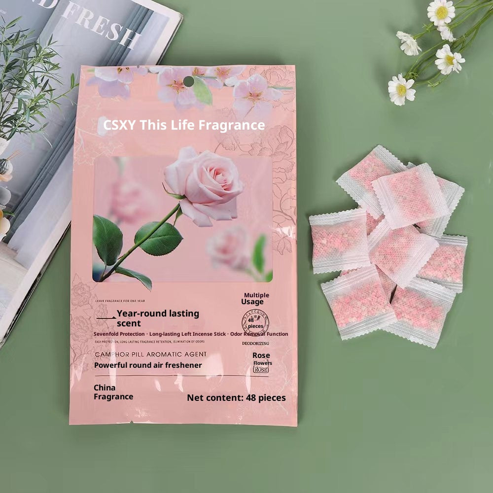 Four Seasons Universal Floral Scent Replacement for Camphor Balls, Individual Sachets for Wardrobe and Bookcase, Anti-Mold, Moisture Absorption, Odor Removal, Indoor Fragrance