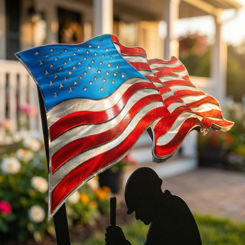 💥🔥 Limited time 57% OFF! First 50 pieces enjoy 57% off! 🔥💥 ✨🇺🇸🗽 23.6" Metal Garden Stake – 🎖️ 250 Years of Defending Liberty