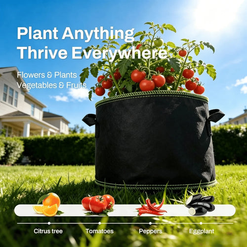 5-Pack 5 Gallon Grow Bags - Heavy Duty Aeration Fabric Pots with Handles