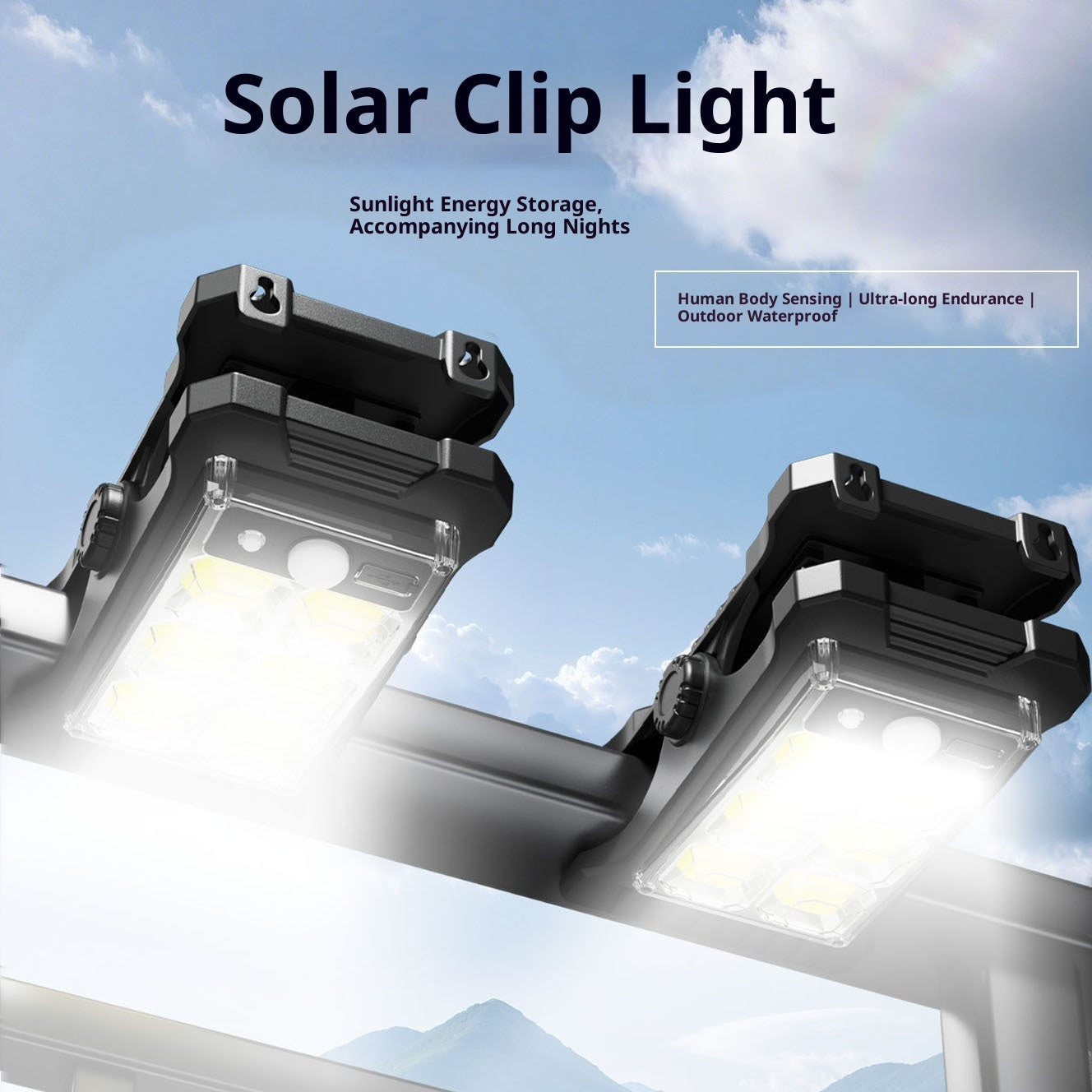 No-Drill Clip Light Solar Lighting Garden Waterproof Sensor Light Outdoor Long Battery Life Street Light LED Light
