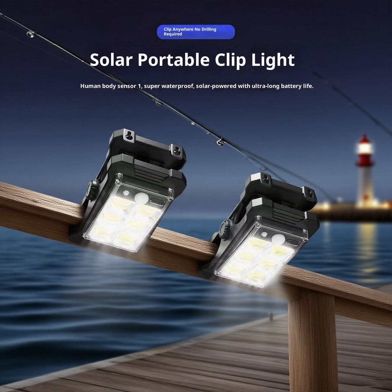 No-Drill Clip Light Solar Lighting Garden Waterproof Sensor Light Outdoor Long Battery Life Street Light LED Light