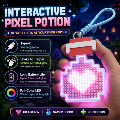 Pixel Potion Bottle LED Keychain