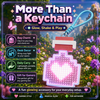 Pixel Potion Bottle LED Keychain