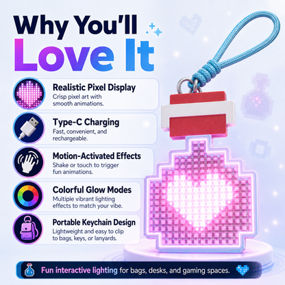 Pixel Potion Bottle LED Keychain