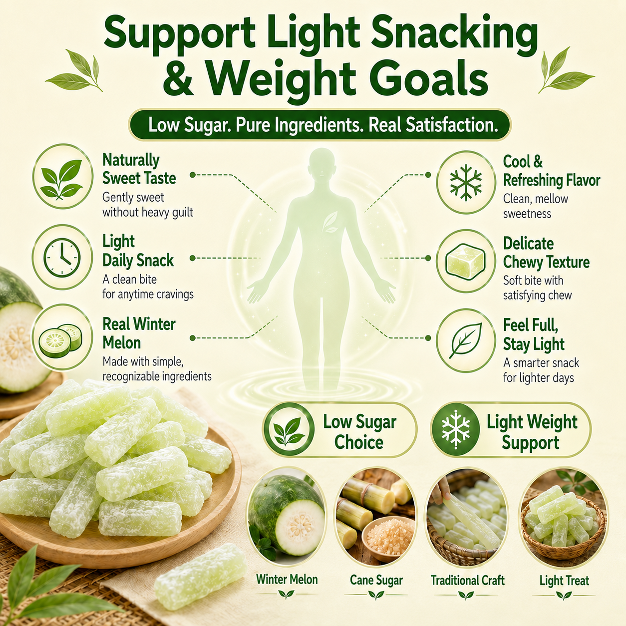 💪Say goodbye to high-calorie snacking—eat clean, stay lean! 🍨 Snow Jade Melon Bites