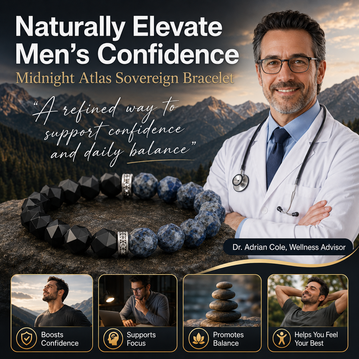 🔥Men’s Strength & Vitality Bracelet💪Upgrade Your Energy, Style, and Confidence🌕Midnight Atlas Sovereign Bracelet