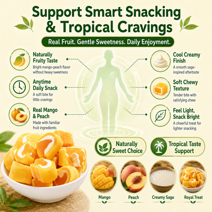 💪Say goodbye to high-calorie snacking—eat clean, stay lean! 🍨Mango Peach Sago Royale