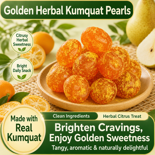 💪Say goodbye to high-calorie snacking—eat clean, stay lean! 🍨Golden Herbal Kumquat Pearls
