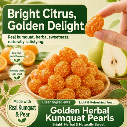 💪Say goodbye to high-calorie snacking—eat clean, stay lean! 🍨Golden Herbal Kumquat Pearls
