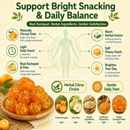 💪Say goodbye to high-calorie snacking—eat clean, stay lean! 🍨Golden Herbal Kumquat Pearls