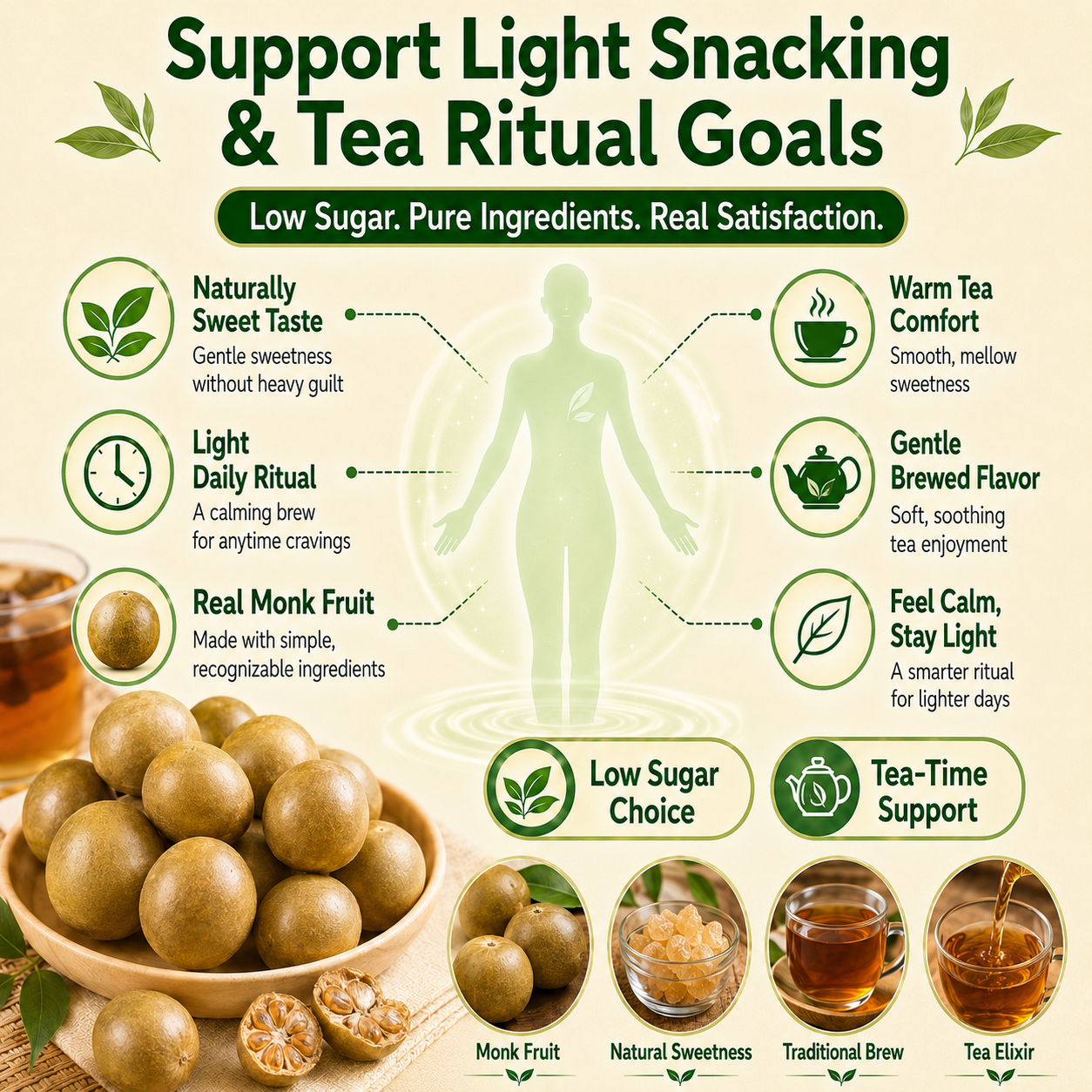 💪Say goodbye to high-calorie snacking—eat clean, stay lean! 🍨 Golden Zen Monk Fruit Elixir