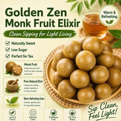 💪Say goodbye to high-calorie snacking—eat clean, stay lean! 🍨 Golden Zen Monk Fruit Elixir