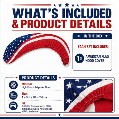 🇺🇸 Universal American Hood Flag Cover 🔥 Secure Buckle Design for Stable Highway Driving 🦅 Fits Most Cars, SUVs & Pickups【Buy 2 Free Shipping】