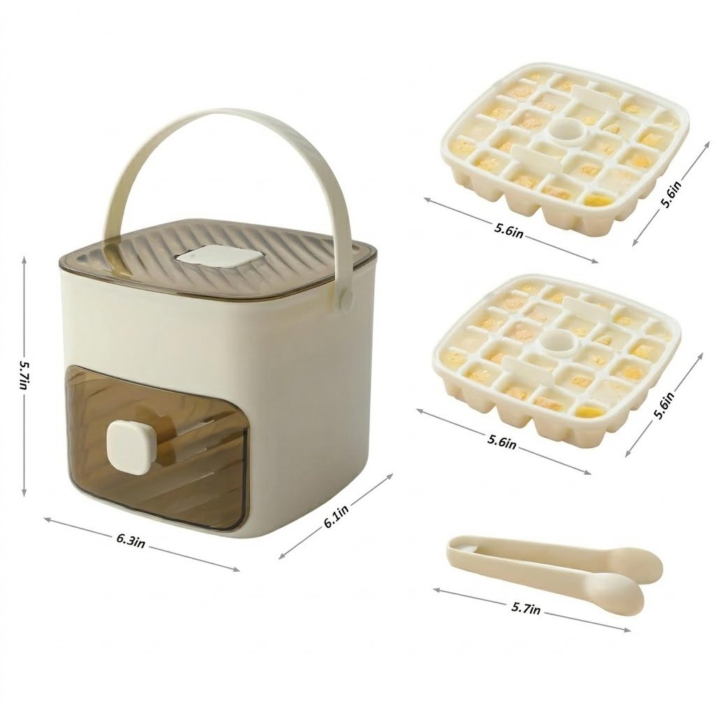 Handled Press-Type Ice Cube Tray (Double-Layer)