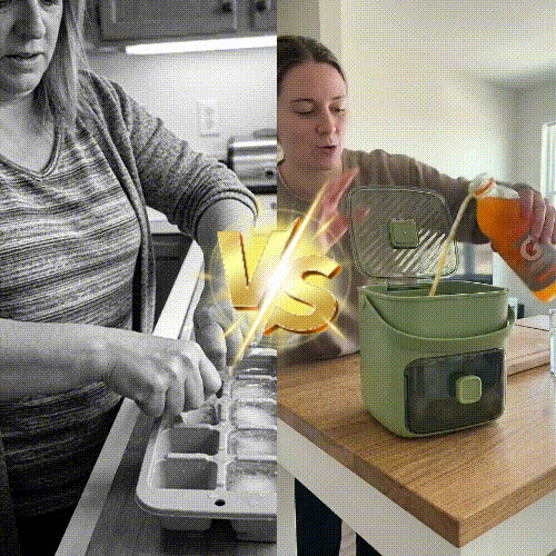Handled Press-Type Ice Cube Tray (Double-Layer)