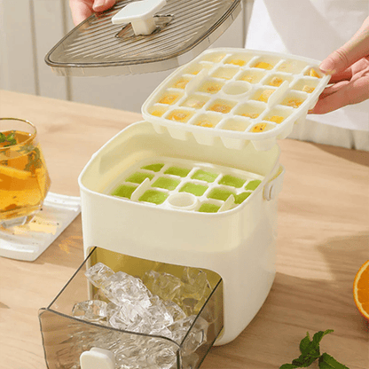 Handled Press-Type Ice Cube Tray (Double-Layer)