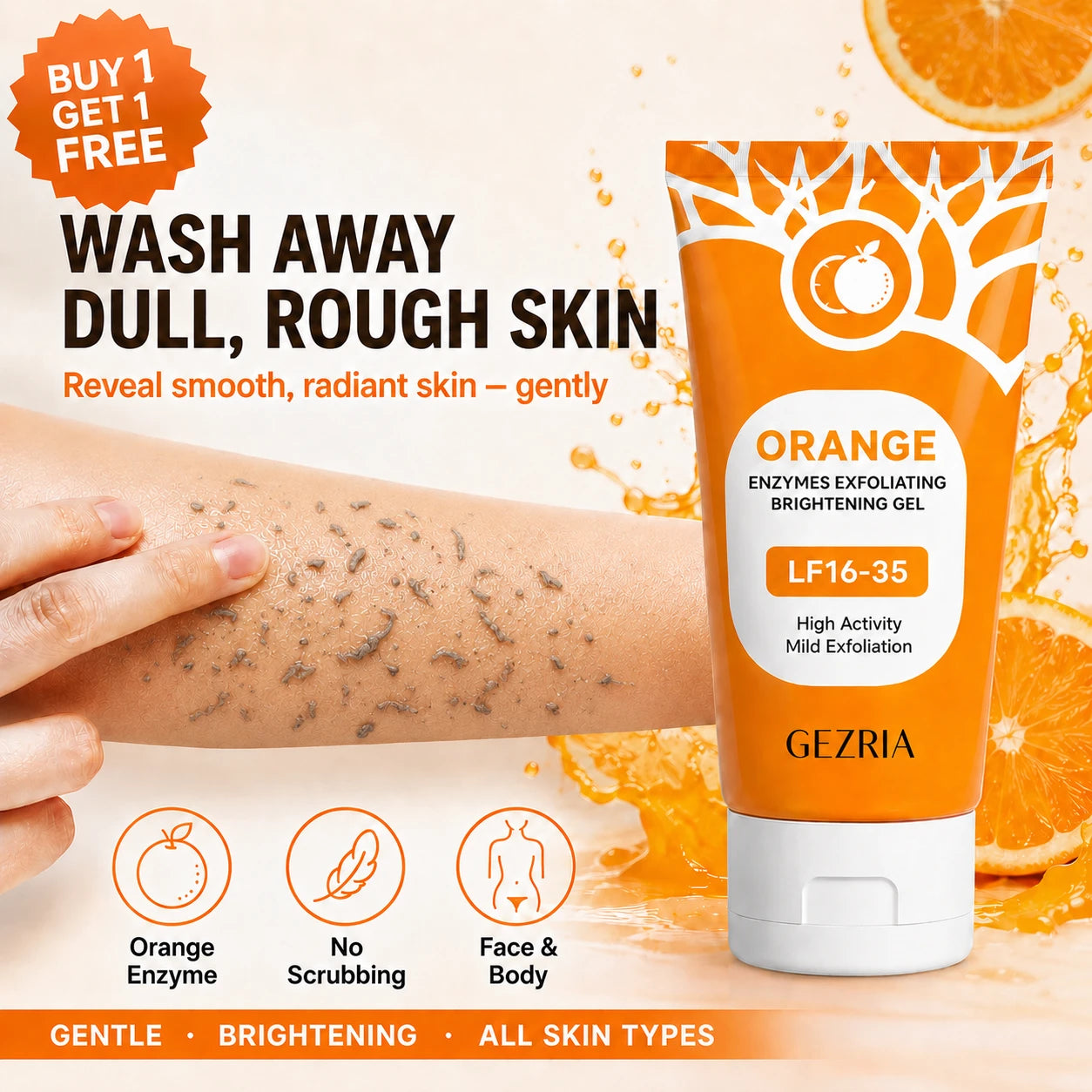 Buy 2 Get 2 FREE Today 🎁! Say Goodbye to Dull, Rough Skin! GEZRIA Orange Enzyme Exfoliating Gel 🍊