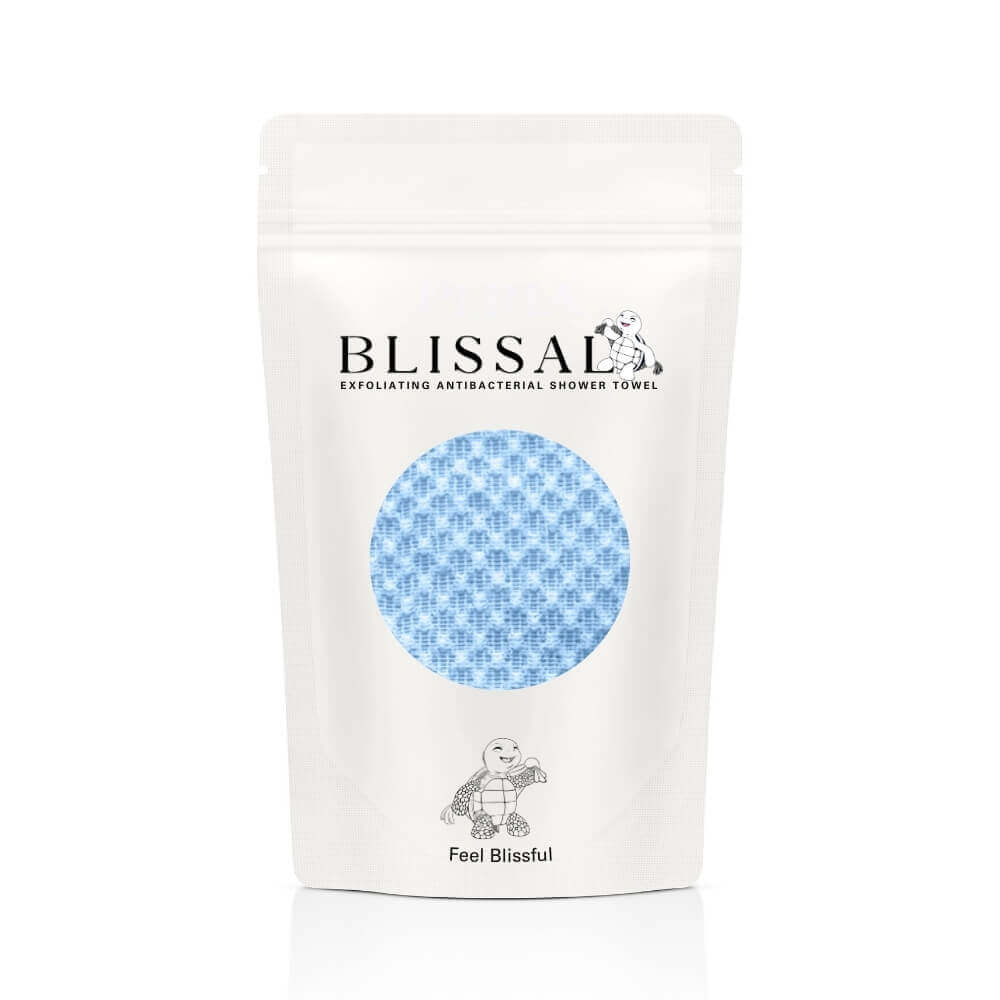 Blissal Exfoliating Antibacterial Shower Towel - Blue