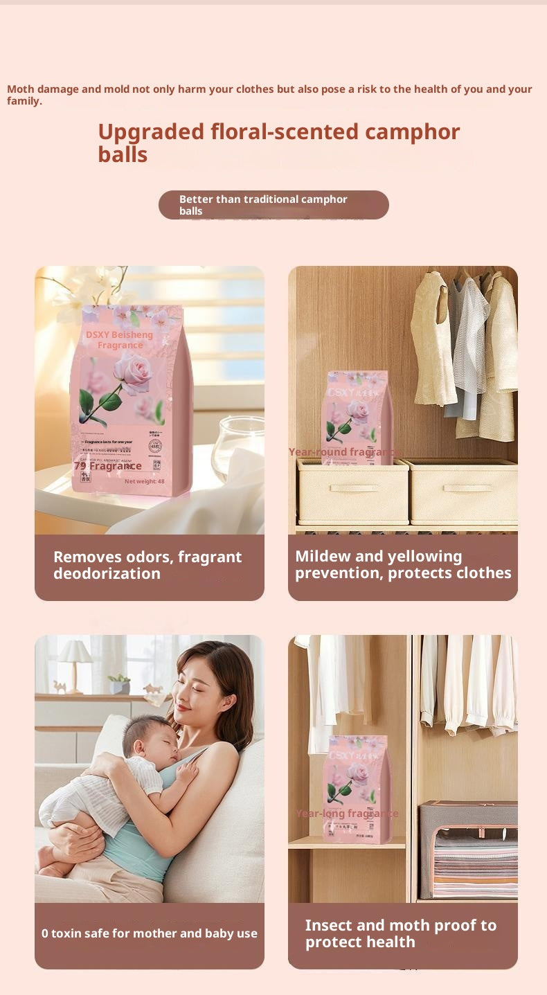 Four Seasons Universal Floral Scent Replacement for Camphor Balls, Individual Sachets for Wardrobe and Bookcase, Anti-Mold, Moisture Absorption, Odor Removal, Indoor Fragrance