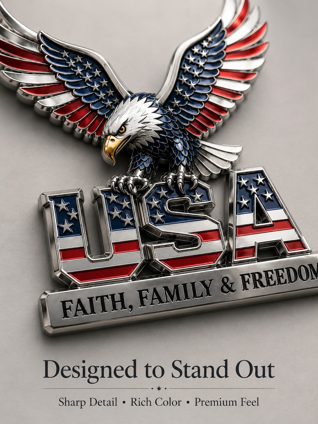 Faith Family Freedom Metal Emblem detail image