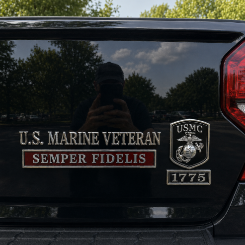USMC car emblem metal badge detail image
