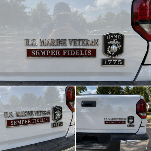 USMC car emblem metal badge detail image